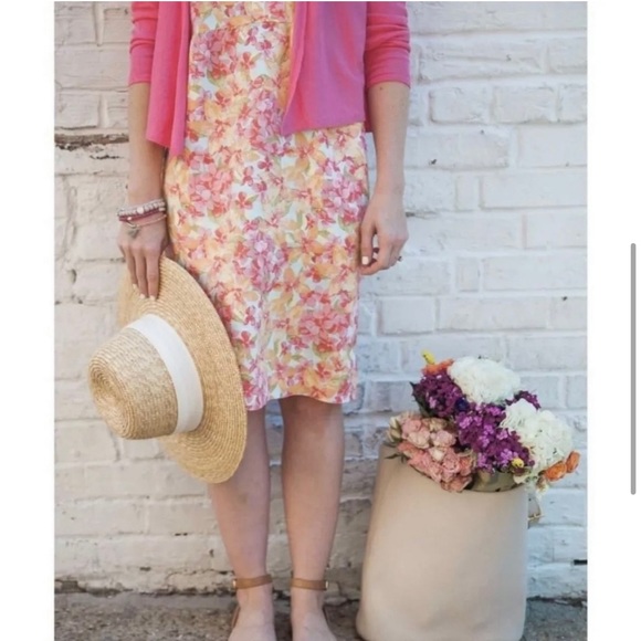 J. Jill Love 100% Linen Sleeveless Coral Floral Dress. Size Small. - Picture 6 of 12